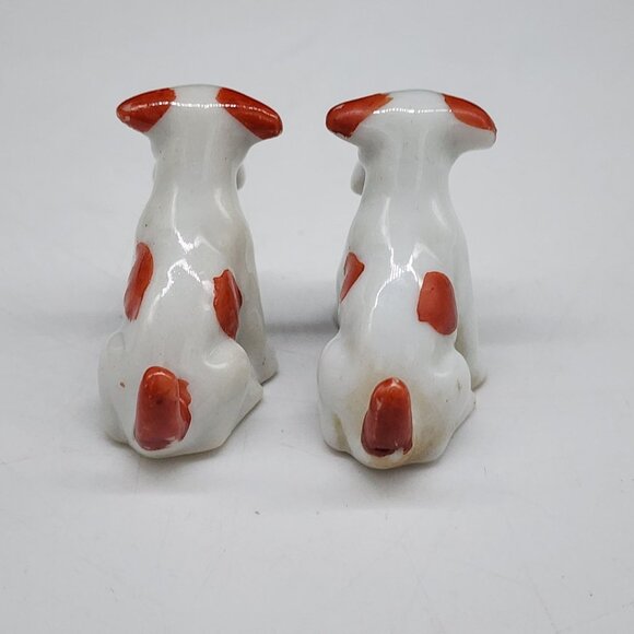 Vintage Ceramic Japan Scotty Dog Figurines Pair Red & White 1.5" Tall - Picture 5 of 6